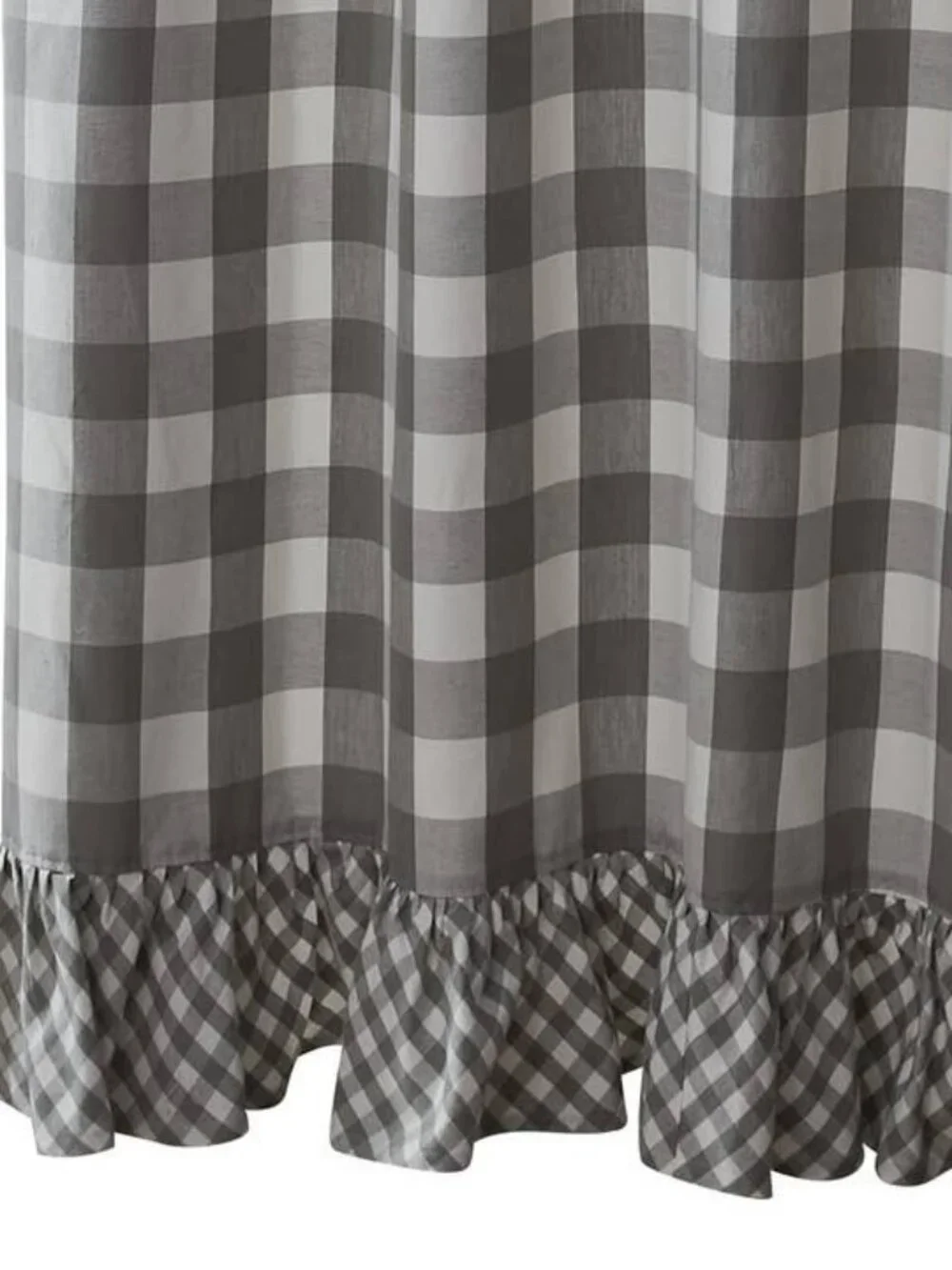 New Farmhouse ruffled Shower Curtain in Dove Gray